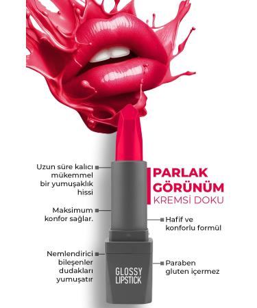 Alix Avien 319 Deep Fuchsia Shiny Lipstick - Moisturizing Effect Smooth Lip Appearance - Glossy Lipstick