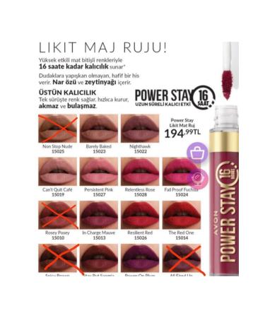 Avon 11 liquid lipsticks (16 hours long lasting)