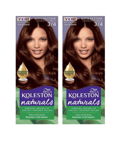Wella Koleston Hair Dye Naturals 3/4 Dark Chestnut X 2 Pieces