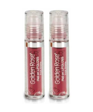 Golden Rose Fruity Lip Gloss Roll On Lipgloss Strawberry X 2