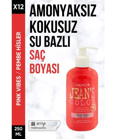 Acacia Ammonia Free Pink Feelings Color Hair Dye 250 Ml X12 Pieces + Togin Bag Gift