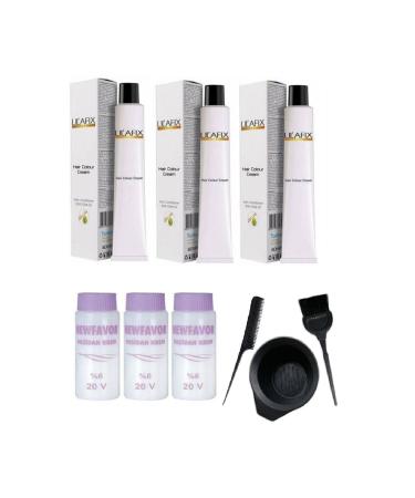Lilafix 4.6 Chestnut Red 3-Pack Cream Tube Dye - 60 Ml (3 Liquids) + Coloring Kit