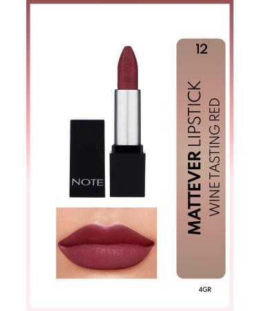 Note Cosmetics Mattever Lipstick Semi-Matte Satin Finish Lipstick 12 Wine Tasting Red - Purple
