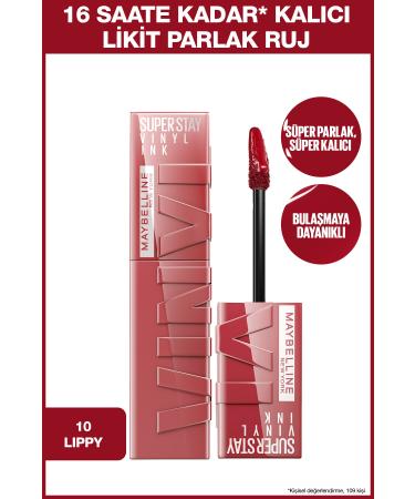 Maybelline New York Super Stay Vinyl Ink Long-Lasting Liquid Glossy Lipstick 10 Lippy & Mini Sky High Cosmic Black Mascara - Buy Online on GoSupps.com