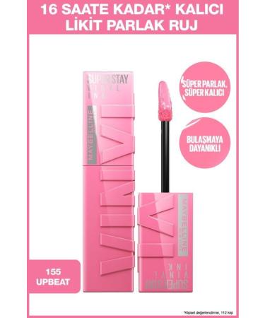 Maybelline New York Super Stay Vinyl Ink Long-Lasting Liquid Glossy Lipstick 155 Upbeat