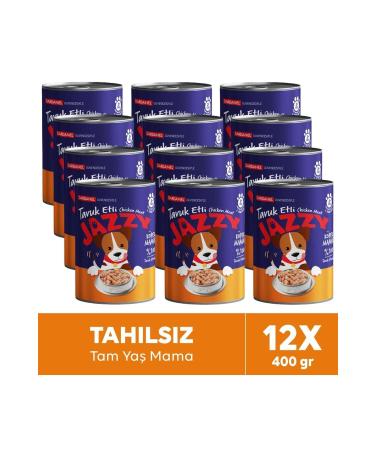 JAZZY Dardanel Canned Dog Food with Chicken 400 gr X 12 Pieces