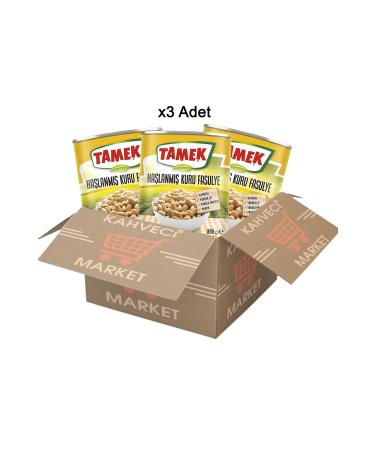 TAMEK Boiled Dry Beans 800 Gr x 3 Pack Advantageous Economical Dry Beans Canned