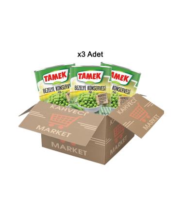 TAMEK Canned Peas 830 Gr x 3 Pieces Economical Package Canned Peas
