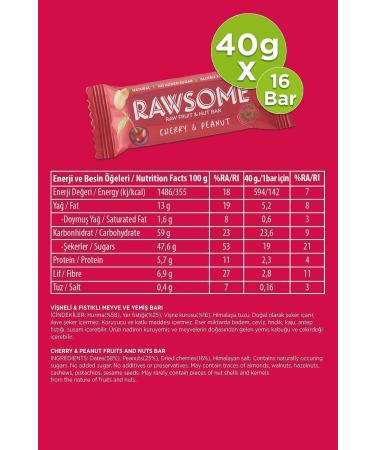 Rawsome Cherry & Peanut Fruit and Nut Bar 40g X 16 Pieces - Buy Online on GoSupps.com