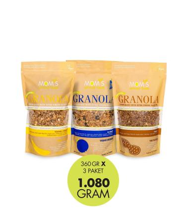 Mom's Natural Foods 3-PACK GRANOLA BANANA-WALNUT 360 G / BLUEBERRY 360 G / PEANUT 360 G