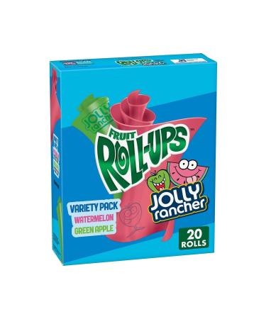 General Mills Fruit Roll-Ups Fruit Flavored Snacks Jolly Rancher Green Apple & Watermelon 20 Count 283gr