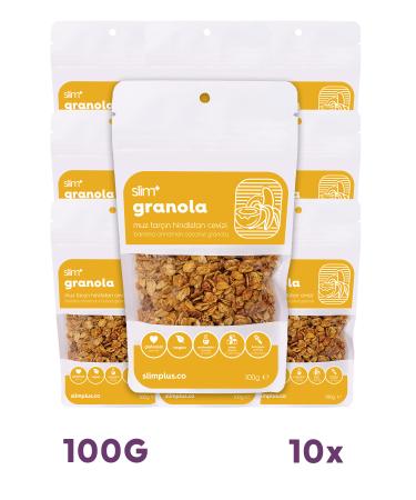slimplus 10 Pack Banana Cinnamon Coconut Gluten Free No Added Sugar Vegan Granola 100gr