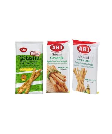 Bee Grissini 3-Pack Organic Plain and Multi-Seeded with Olive Oil