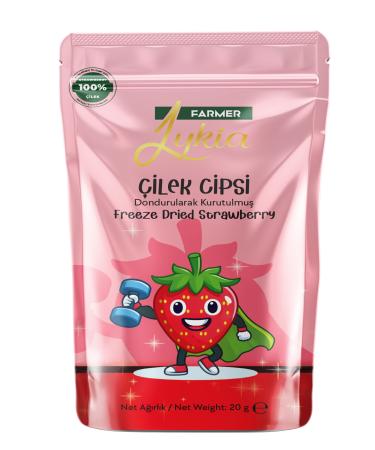 farmer lykia Strawberry Freeze Dried Fruit Chips - 10 pieces of 20gr Freeze Dried Strawberries