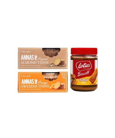 Lotus Biscoff Spread Crunchy + Annas Almond + Annas Orange 3 Pack