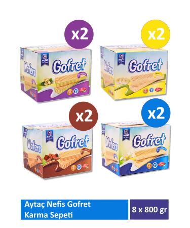 Ayta Delicious Wafer 2 Pieces Cocoa Cream + 2 Pieces Vanilla + 2 Pieces Banana + 2 Pieces Pistachio (800 gr)