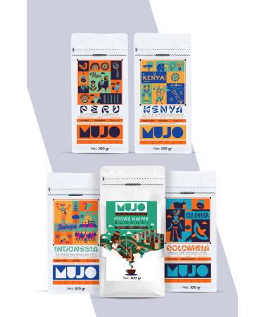 Mujo Coffee 5-Piece Regional Coffees Trial Packs 5x100gr