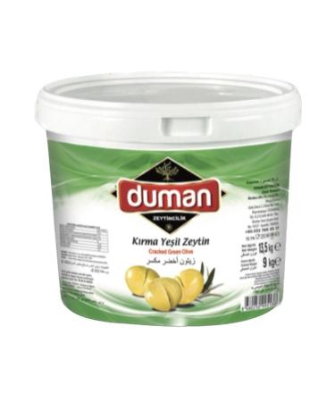 DUMAN GURME FIRST QUALITY BREAKFAST GREEN CRACKED OLIVES LARGE SIZE (180-200) KLB 10 KG