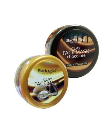 Black Red Chocolate Clay Face Cleansing Mask + Argan Oil Clay Face Mask 2 Pieces