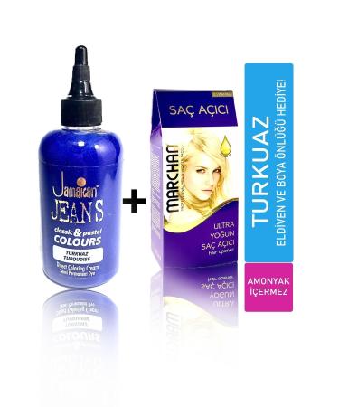 Jamaican Jean's Hair Dye Set for Dark Hair Turquoise Blue Depset1008