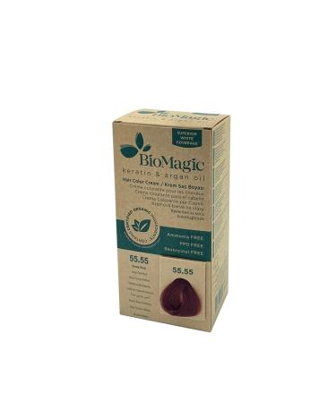 BioMagic Natural Cream Hair Dye Wine Red No: 55.55 60mL..DERIN-031
