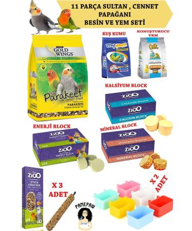 PAMEPAW Parakeet Sultan-Lovebird Food and Nutrition Set of 11