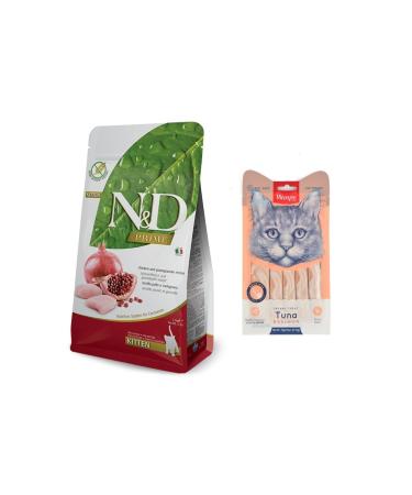 N & D Grain-Free Kitten Chicken & Pomegranate Cat Food 1.5 Kg + Gourmet Mixed Canned Food 4-Piece (original)