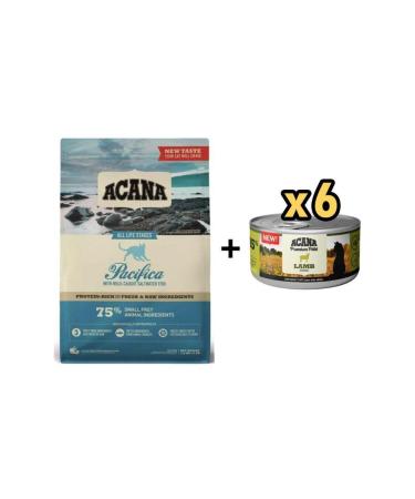 Acana Pacifica Fish Grain-Free Cat Food 4.5kg + 6 Pieces Acana Premium Lamb Paste Cat Canned Food