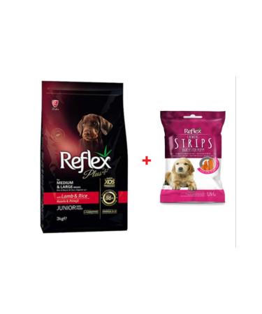 Reflex Junior Lamb Meat Medium and Large Breed Puppy Food 3 kg + Reflex Puppy Reward Food 120 gr