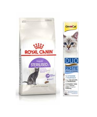 Whiskas Royal Canin Sterilized 37 Neutered Cat Dry Food 2 Kg + Gimcat Tuna Fish Multi Vitamin 50gr