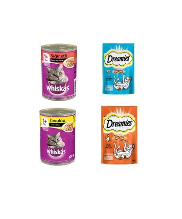 Dreamies Whiskas Cat Reward Food 2 * 60 gr Whiskas Canned Cat Food Steak Chicken 400 gr