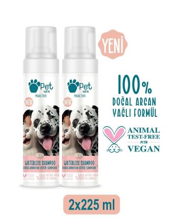 Pet Love No-Rinse Foam Shampoo for Cats and Dogs Strawberry 2x225 ml