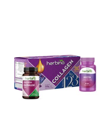 Herbina Type 1 2 3 Collagen Digestive Enzyme Biotin Package