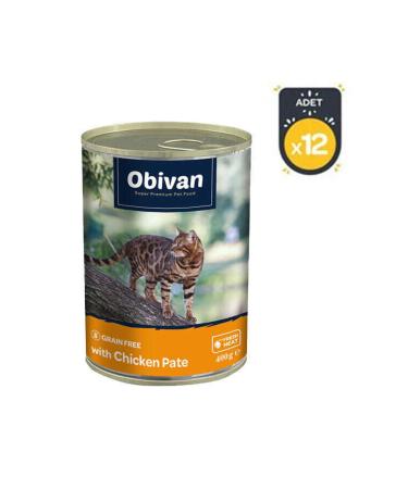 obivan Grain-Free Chicken Meat Paste Adult Cat Canned Food 400 Gr X 12 Pieces