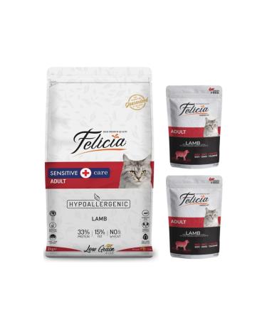 Felicia Low Grain Lamb Adult Cat Dry Food 2 Kg + 2 Pouch Food
