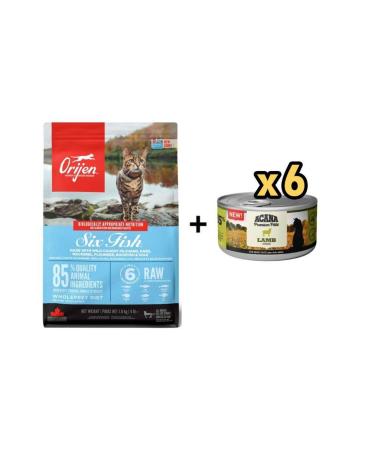 Orijen SIX FISH Adult and Kitten Cat Food 1.8 Kg + Gimcat Duo Paste Tuna Fish Multi Vitamin 50gr