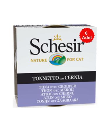 Schesir Cat Jelly Tuna and Grouper Fish Jelly Canned Cat Food 85 Gr 6 Pieces