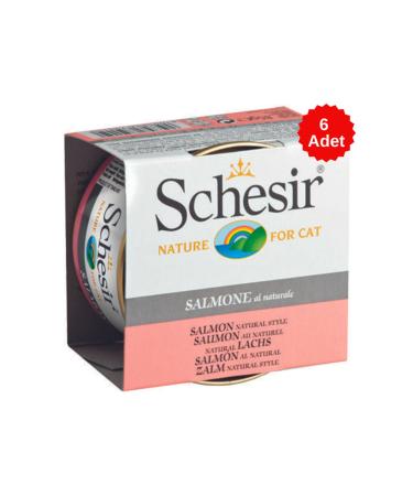 Schesir Cat Natural Brine Salmon Cat Canned Food 85 Gr 6 Pieces