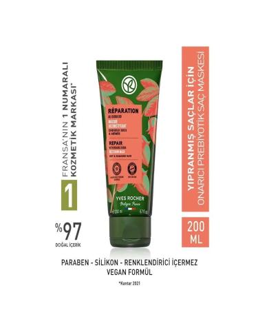 Yves Rocher Repairing Prebiotic Hair Mask - Damaged Hair 200 ml