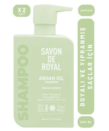 Savon de Royal Repair Expert Shampoo for Dyed & Damaged Hair with Argan Oil 500 ml 2 pieces