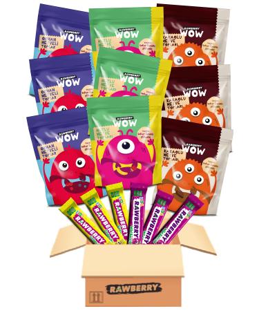 Rawberry KIDS INTRODUCTION PACKAGE - SUGAR FREE GLUTEN FREE ADDITIVE FREE 9 PACKS OF FRUIT BALLS + 6 PIECES OF BAR