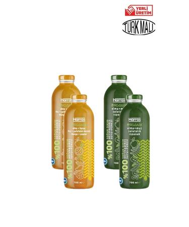 Harras ORGANIC 0 GREEN + YELLOW FRUIT JUICE 700 MLX4 PIECES