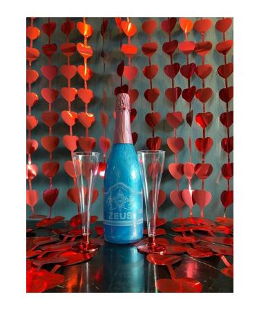 OS ZEUS Non-Alcoholic Sparkling Blueberry Flavored Carbonated Drink (2 Red Glasses)