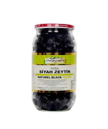 Dalg o lu Black Olive Curly Unsalted Dry Sele 1000 cc Glass Jar