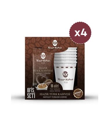 Hisar Coffee Instant Turkish Coffee Sugar-Free Office Set of 10 (X4)