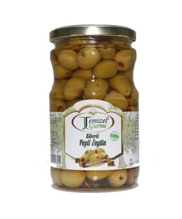 Temizel Gourmet Green Olives with Pepper 695 gr.