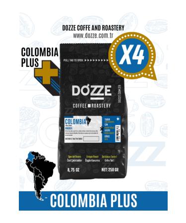 Dozze 4x250gr Colombia Plus 0 Arabica Bean Filter Coffee