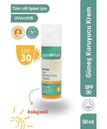 dermoPoint Spf30 Sunscreen Cream 50 ml - Collagen - Under Make-up Use