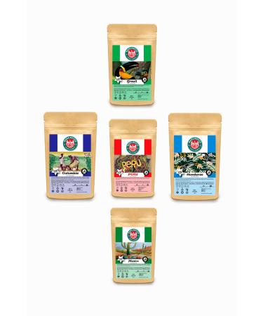 Mare Mosso Caffe South American Coffees (Peru Colombia Brazil Honduras Mexico) Introduction Set 100 gr X5 Package