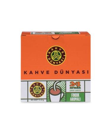 Coffee World 2in1 Hazelnut Flavored Coffee 40 x 12 gr x 4 Pieces - Buy Online on GoSupps.com